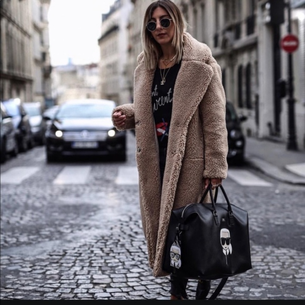NWT H&M maxi teddy sherpa borg fleece coat S